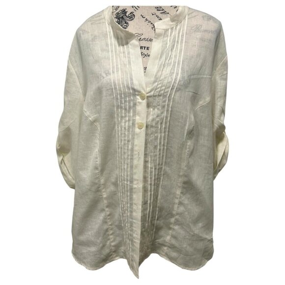 Lane Bryant Ivory Linen Blend Tunic Blouse Plus Size 2X Oversized - Picture 9 of 15